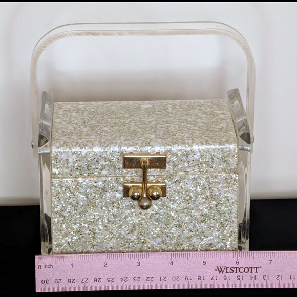 Amazing CHARLES KAHN Confetti Lucite Box Purse from the 1950s, VG-EX Cond - Picture 2 of 10